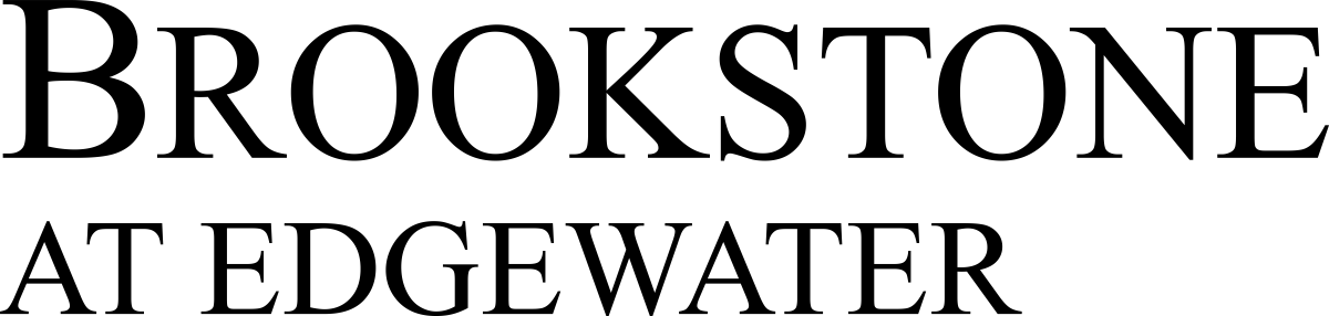 The image displays the text "BROOKSTONE AT EDGEWATER" in large, bold letters.
